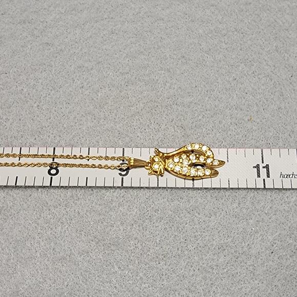 Sparkling Kitty Cat Pendant Necklace GT w Clear Rhinestones Vintage Avon 1990's - Picture 10 of 16